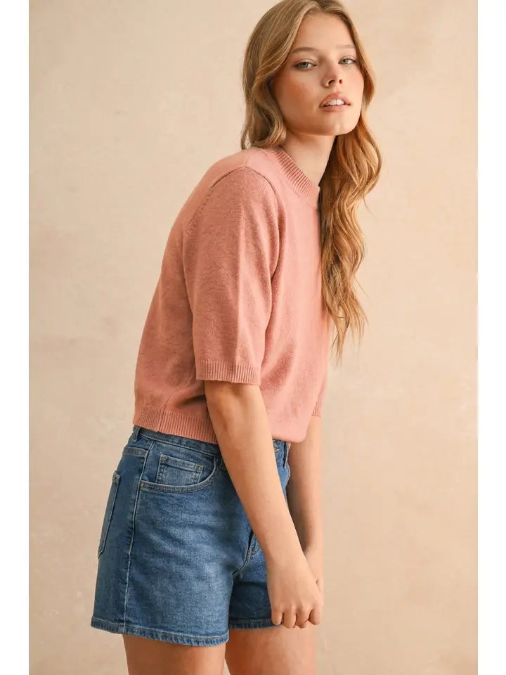 Rylie Sweater Top- Rosey