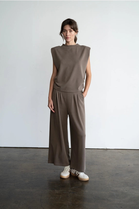Maddison Bold-Shoulder Lounge Top