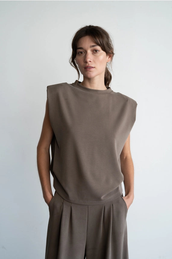 Maddison Bold-Shoulder Lounge Top