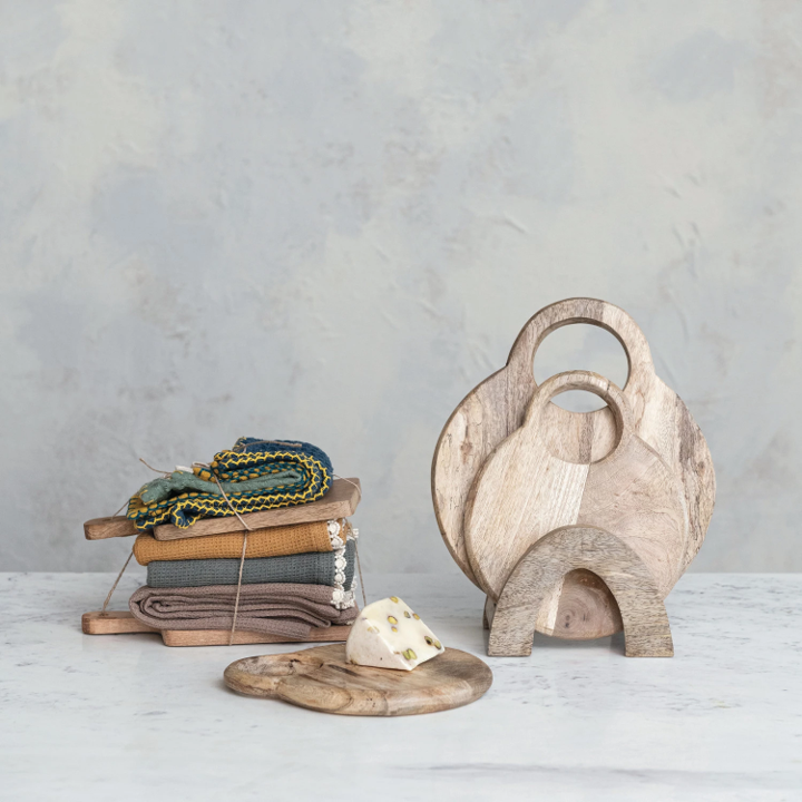 Mango Wood Cutting Boards & Stand
