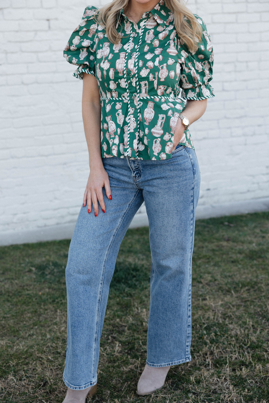 Bette Bowed Straight Leg Jeans