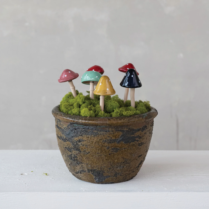 Stoneware Mushroom Stakes