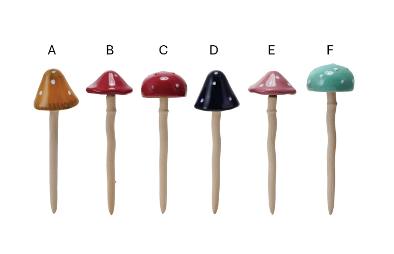 Stoneware Mushroom Stakes
