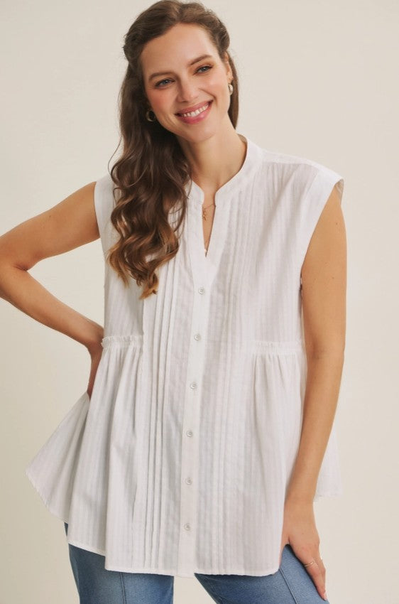 Nancy Textured Cotton Peplum Top