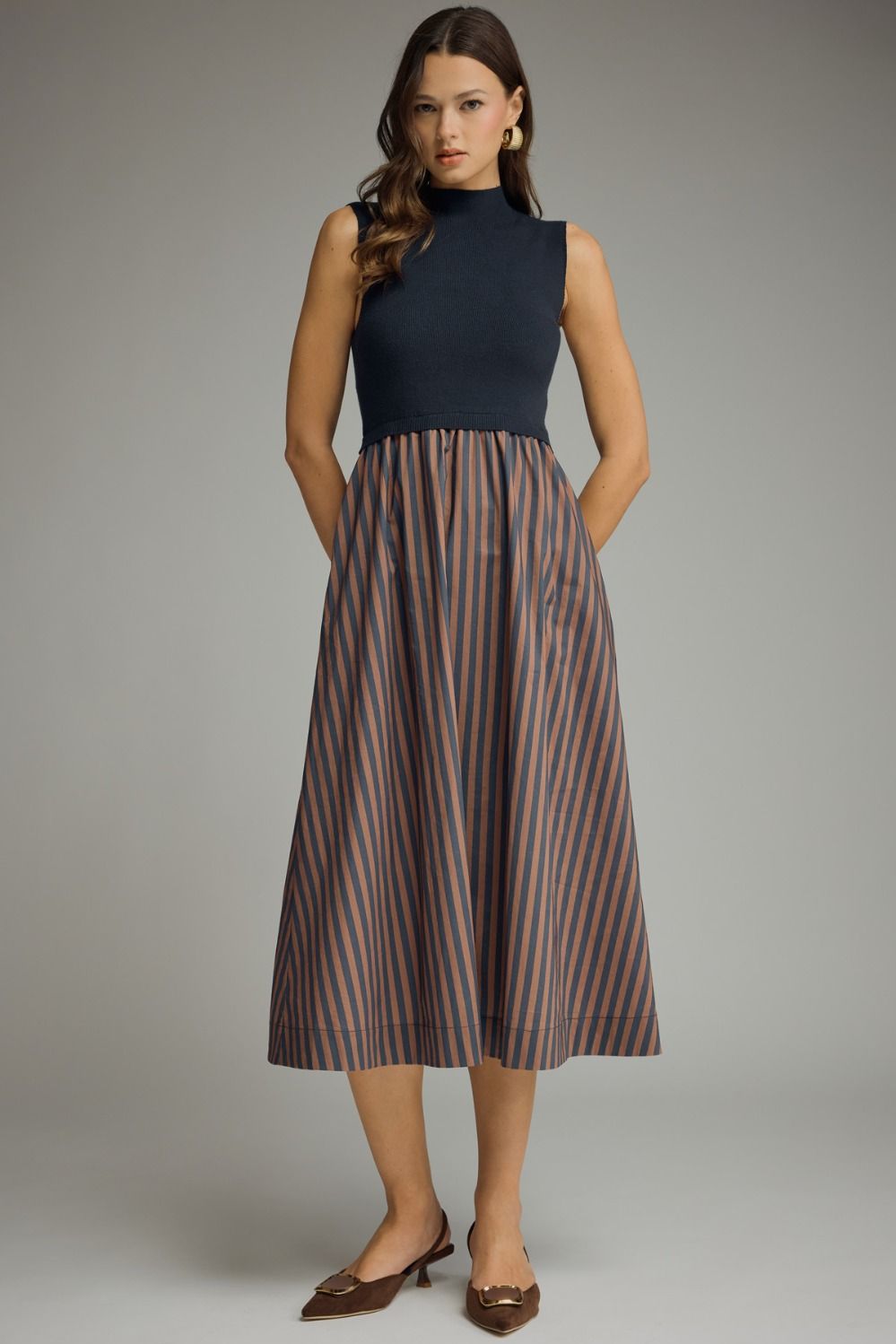 Naomi Stripped  Knit Midi Dress