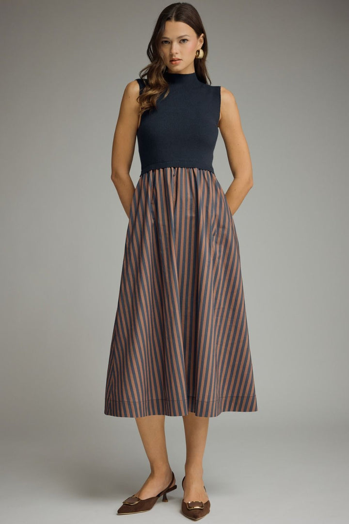 Naomi Stripped  Knit Midi Dress