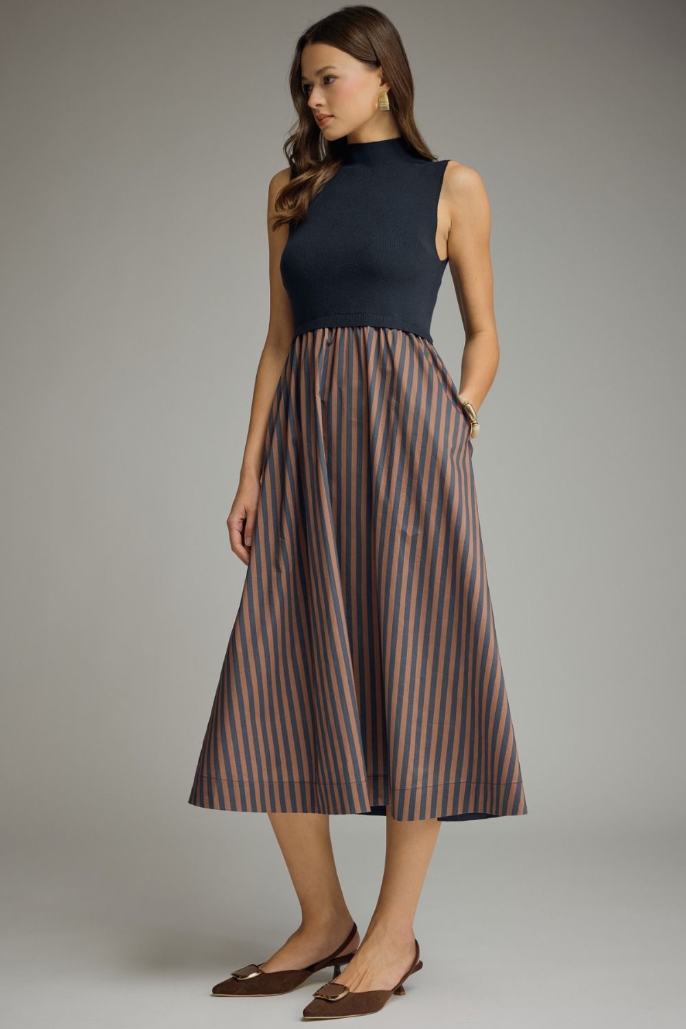 Naomi Stripped  Knit Midi Dress