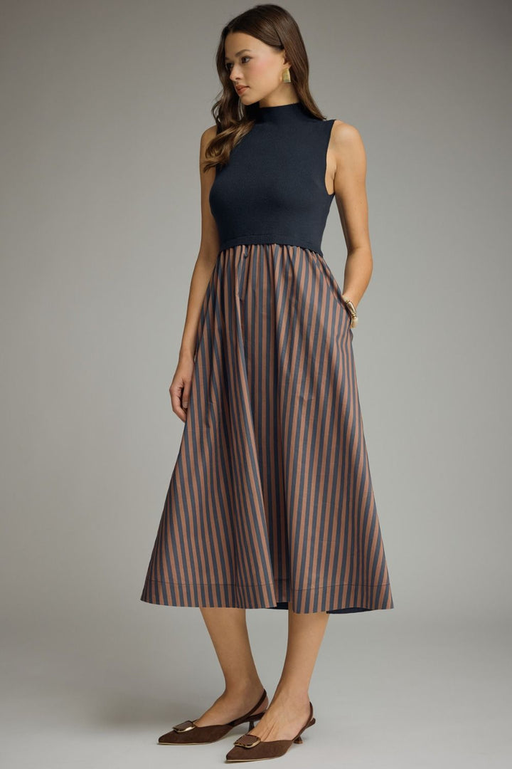 Naomi Stripped  Knit Midi Dress