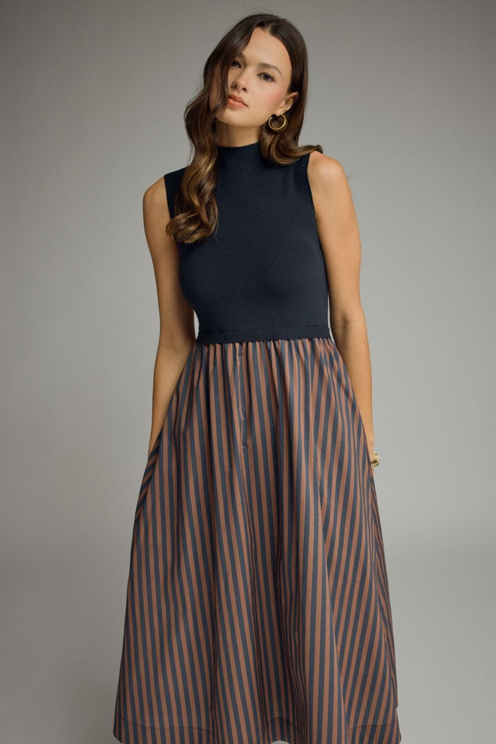 Naomi Stripped  Knit Midi Dress