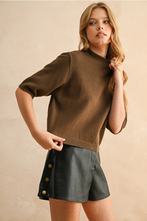 Olive Short Sleeve Sweater Top