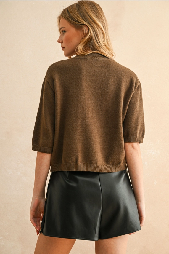 Olive Short Sleeve Sweater Top