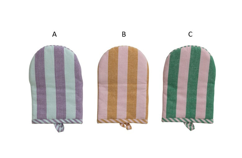 Cotton Striped Oven Mitts