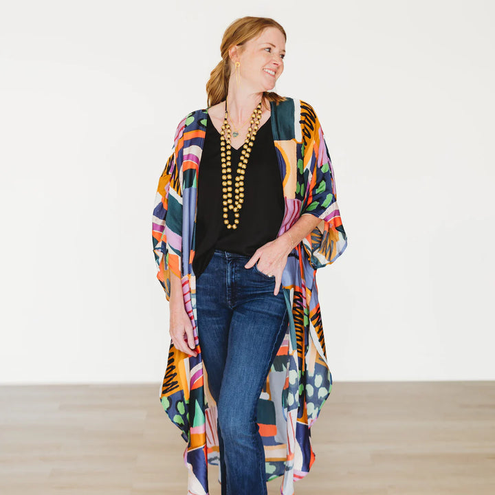 Over the Rainbow Satin Kimono