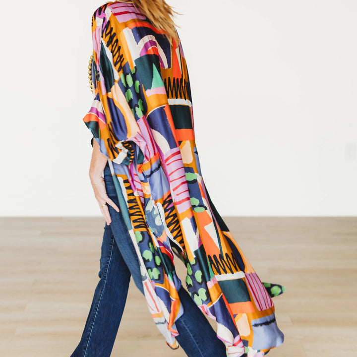 Over the Rainbow Satin Kimono