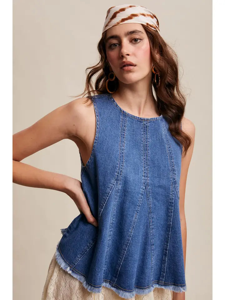 Denim Flare Peplum Top