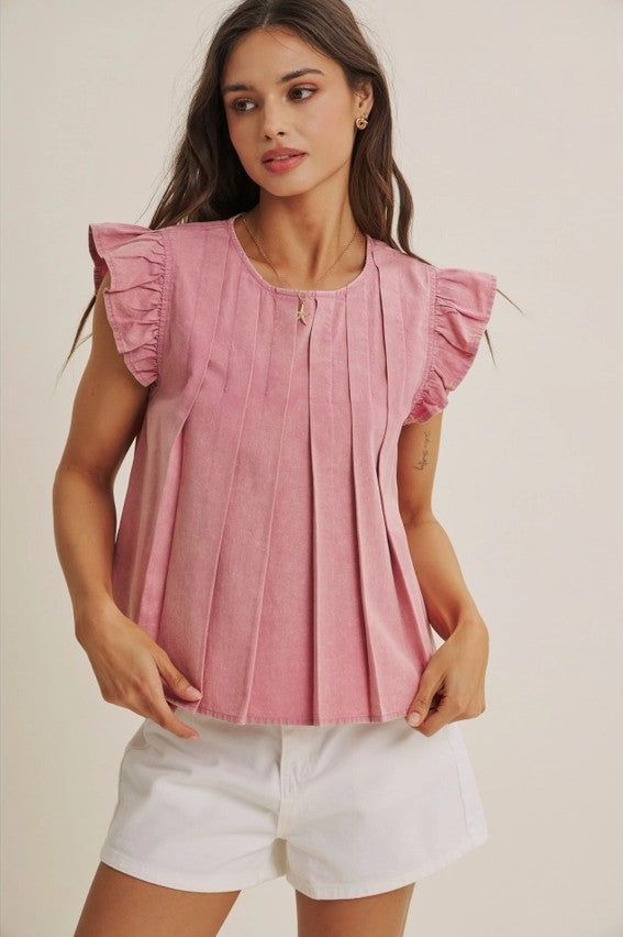 Regan Pleated Ruffle Blouse