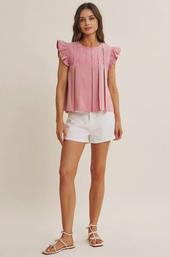Regan Pleated Ruffle Blouse