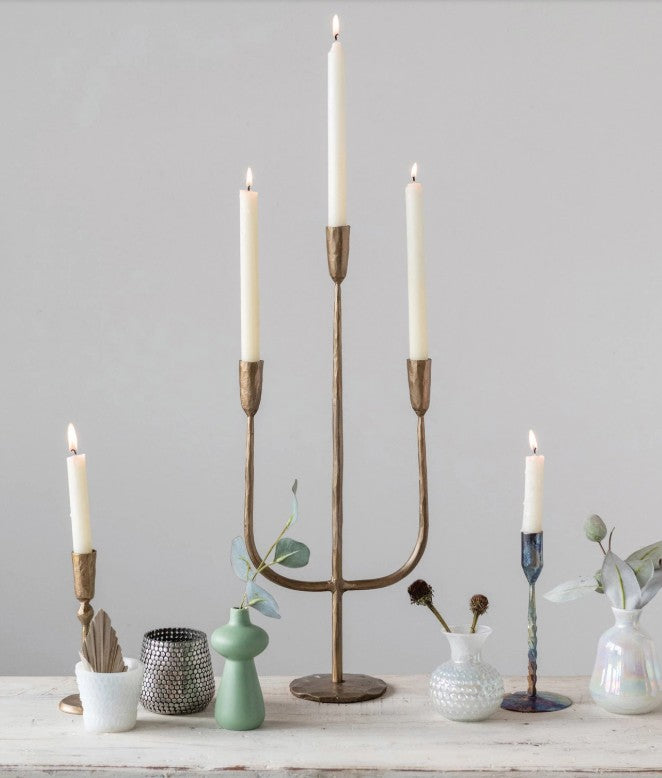 Hand-Forged Metal Candelabra with Antique Finish
