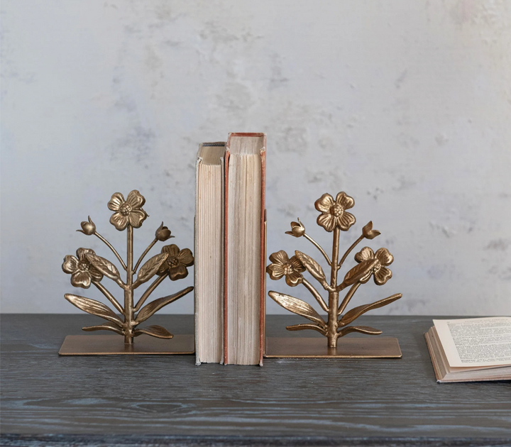 Cast Iron Flower Shaped Bookends