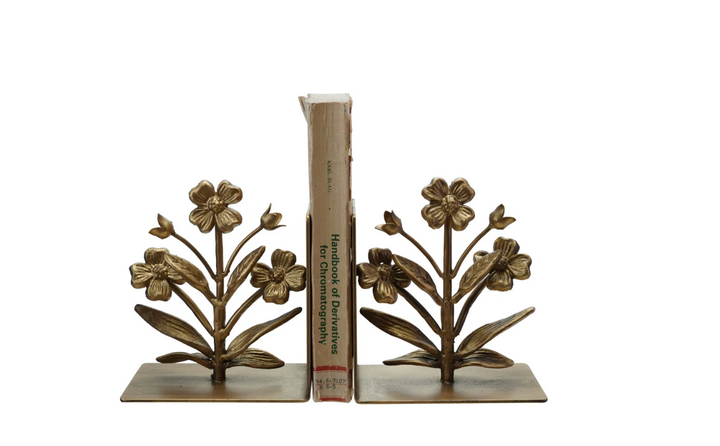 Cast Iron Flower Shaped Bookends