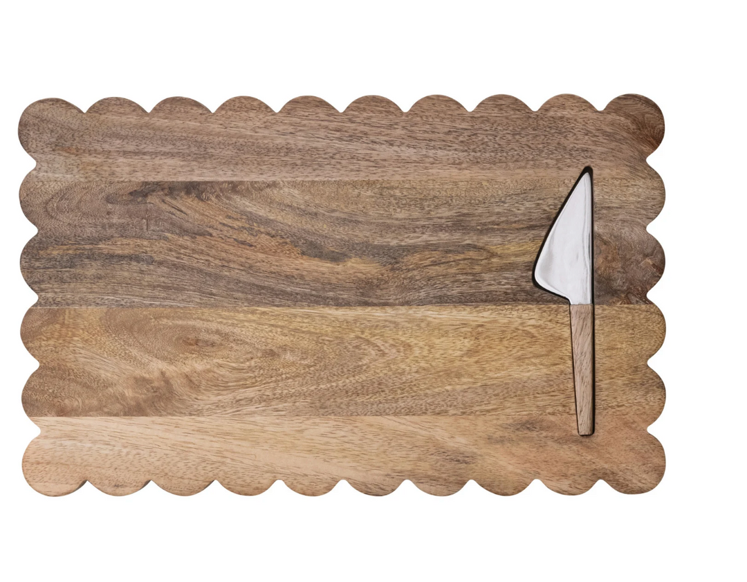Mango Wood Scalloped Serving Board