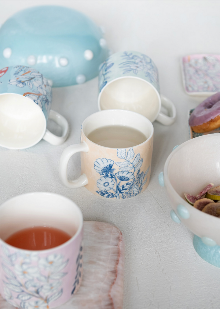 Flower Stoneware Mugs