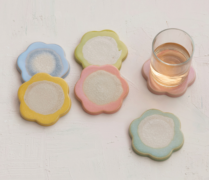 Stoneware Flower Coasters