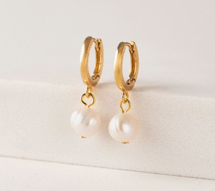 Amari Pearl Huggie Hoop Earrings