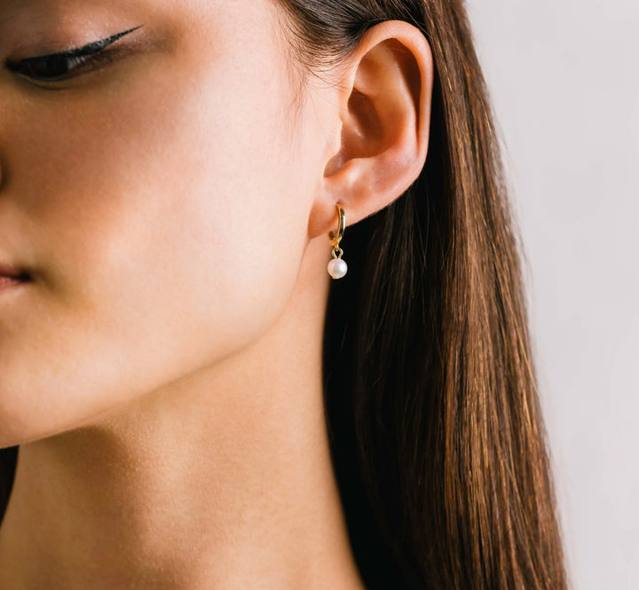 Amari Pearl Huggie Hoop Earrings