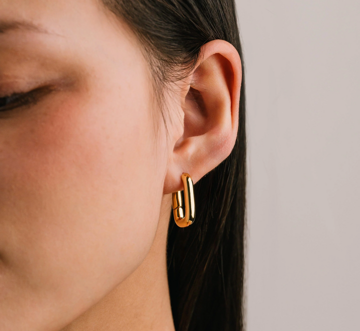 Midi Paperclip Puff Hoop Earrings