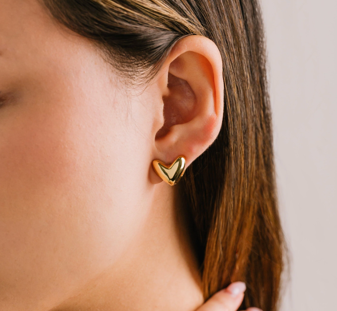 Heart Puff Hoop Earrings