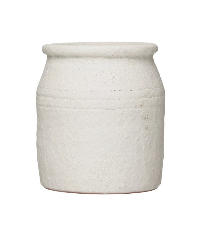 Distressed White Terracotta Crock