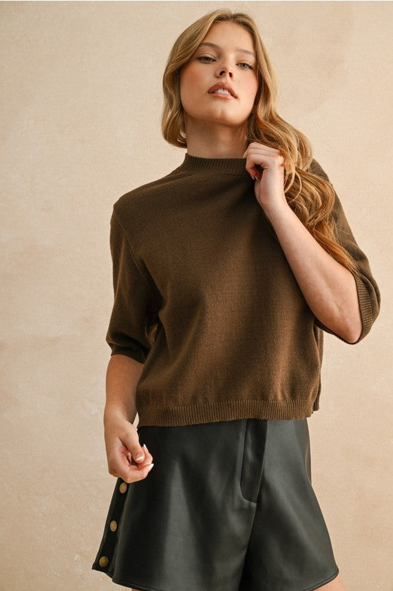 Olive Short Sleeve Sweater Top