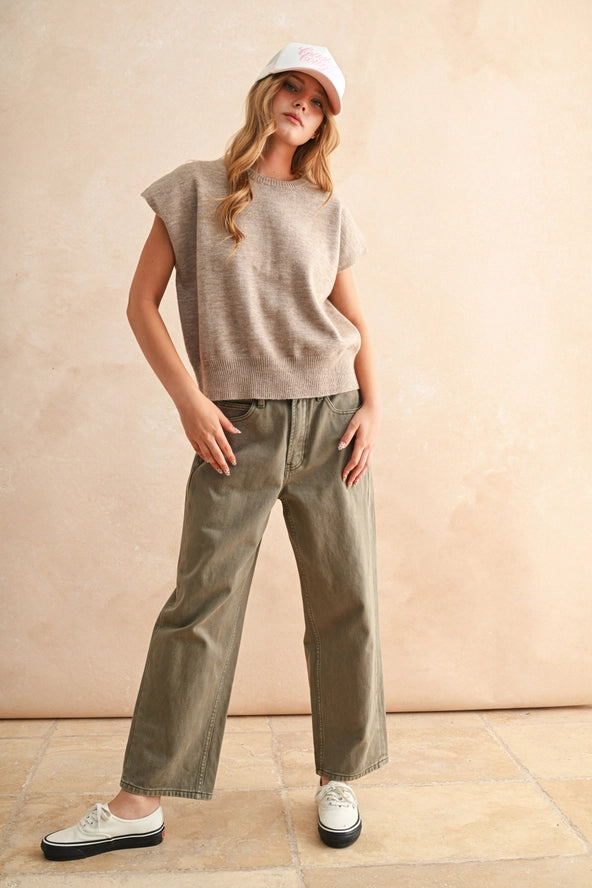 Loose Fit Short Sleeve Sweater Top