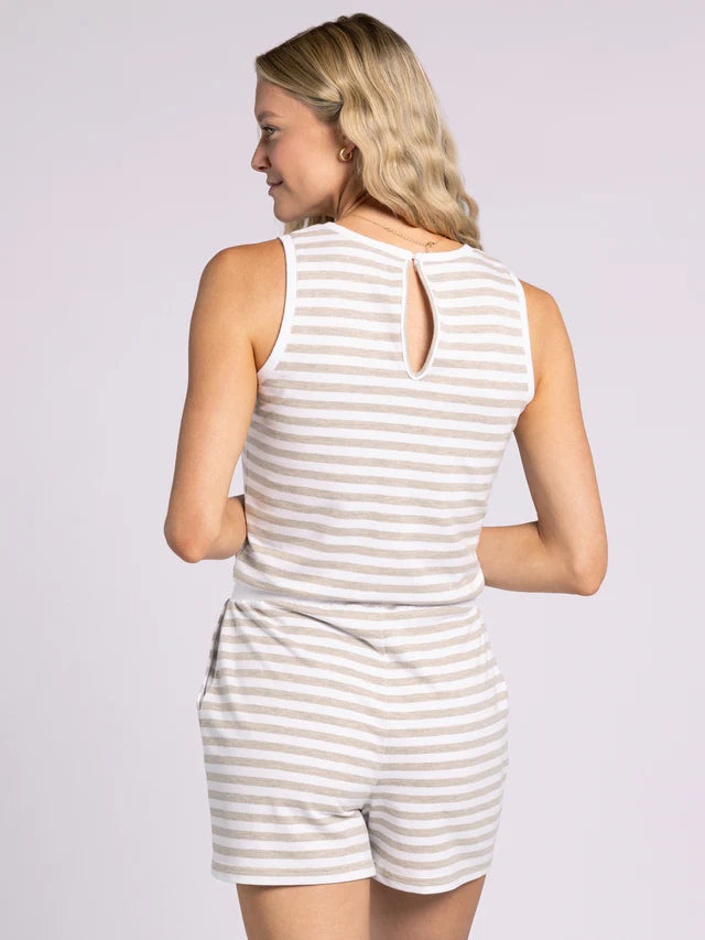 Joey Romper in White Camel