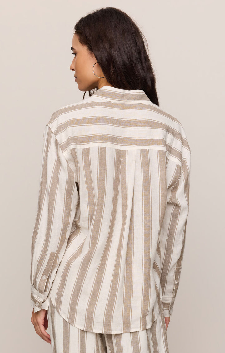 The Perfect Striped Button-Up - Light Toffee