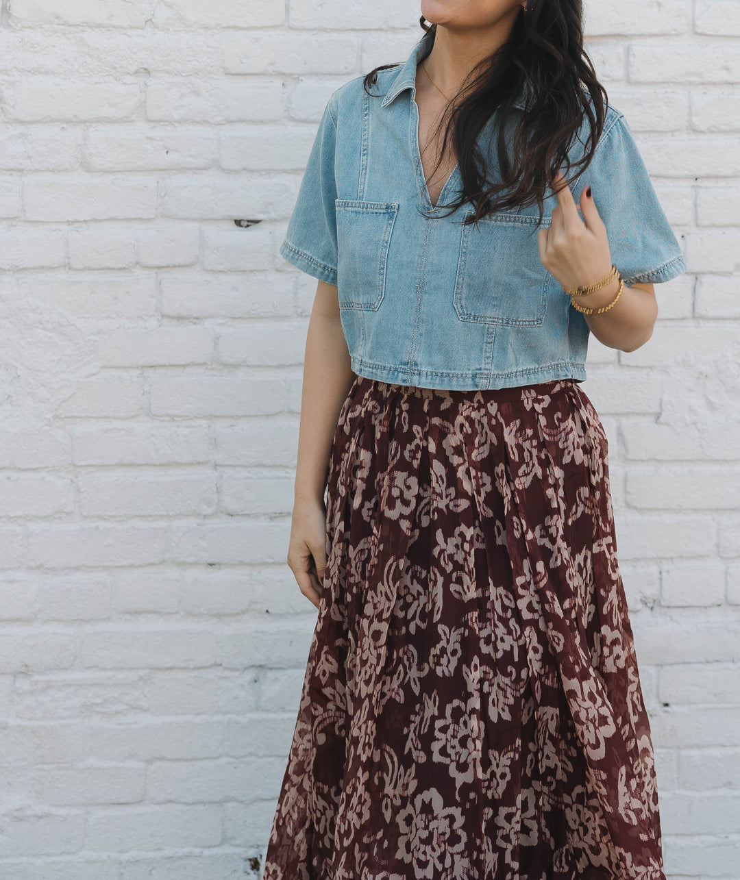 Brittany Floral Skirt - Burgundy