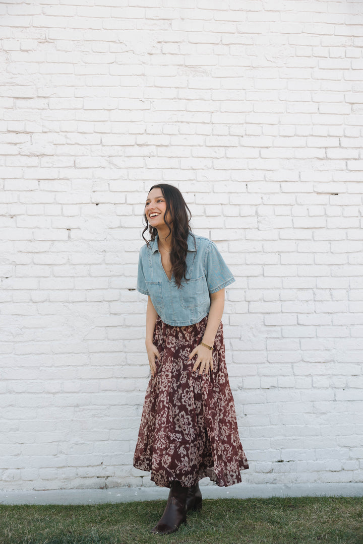 Liz Denim Cropped Top