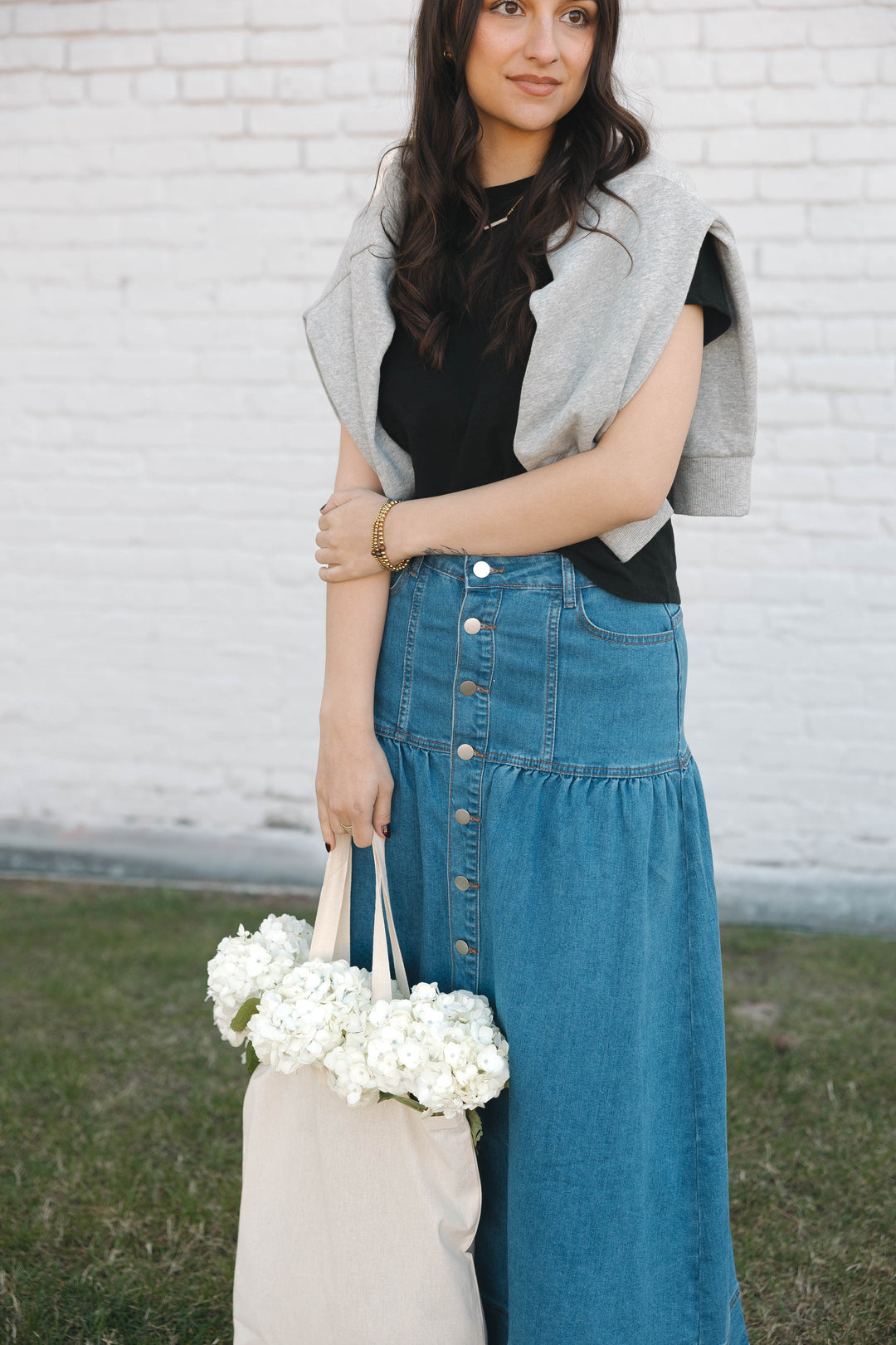 Button-down Denim Skirt