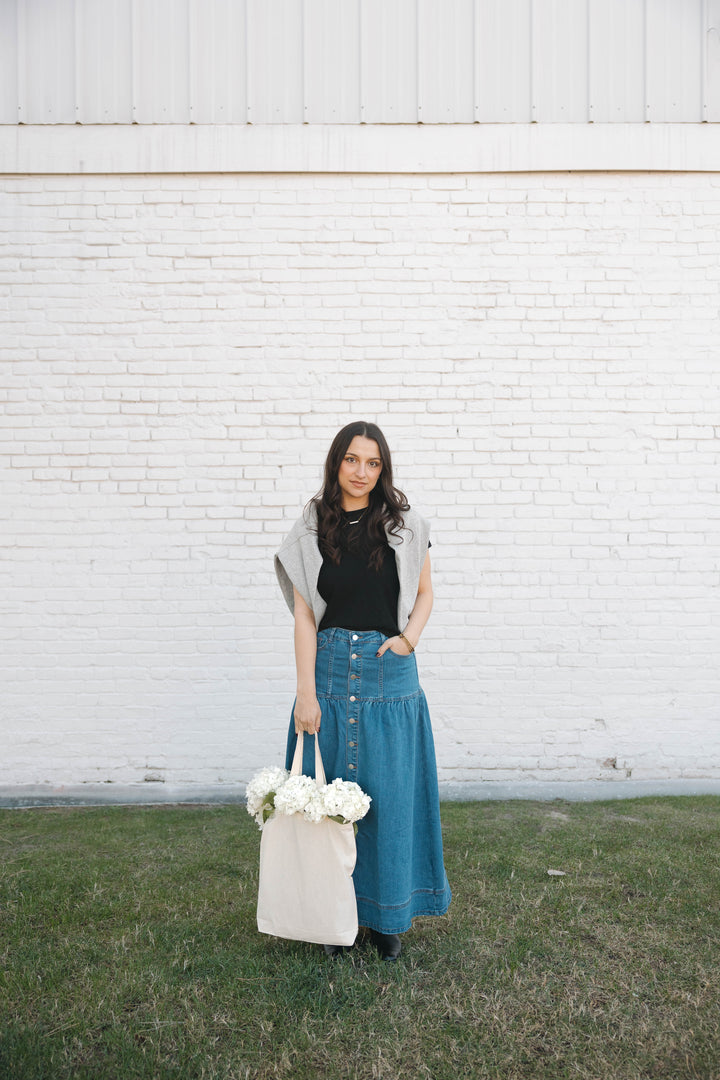 Button-down Denim Skirt