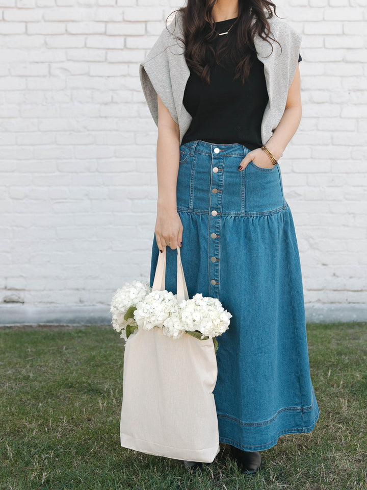 Button-down Denim Skirt