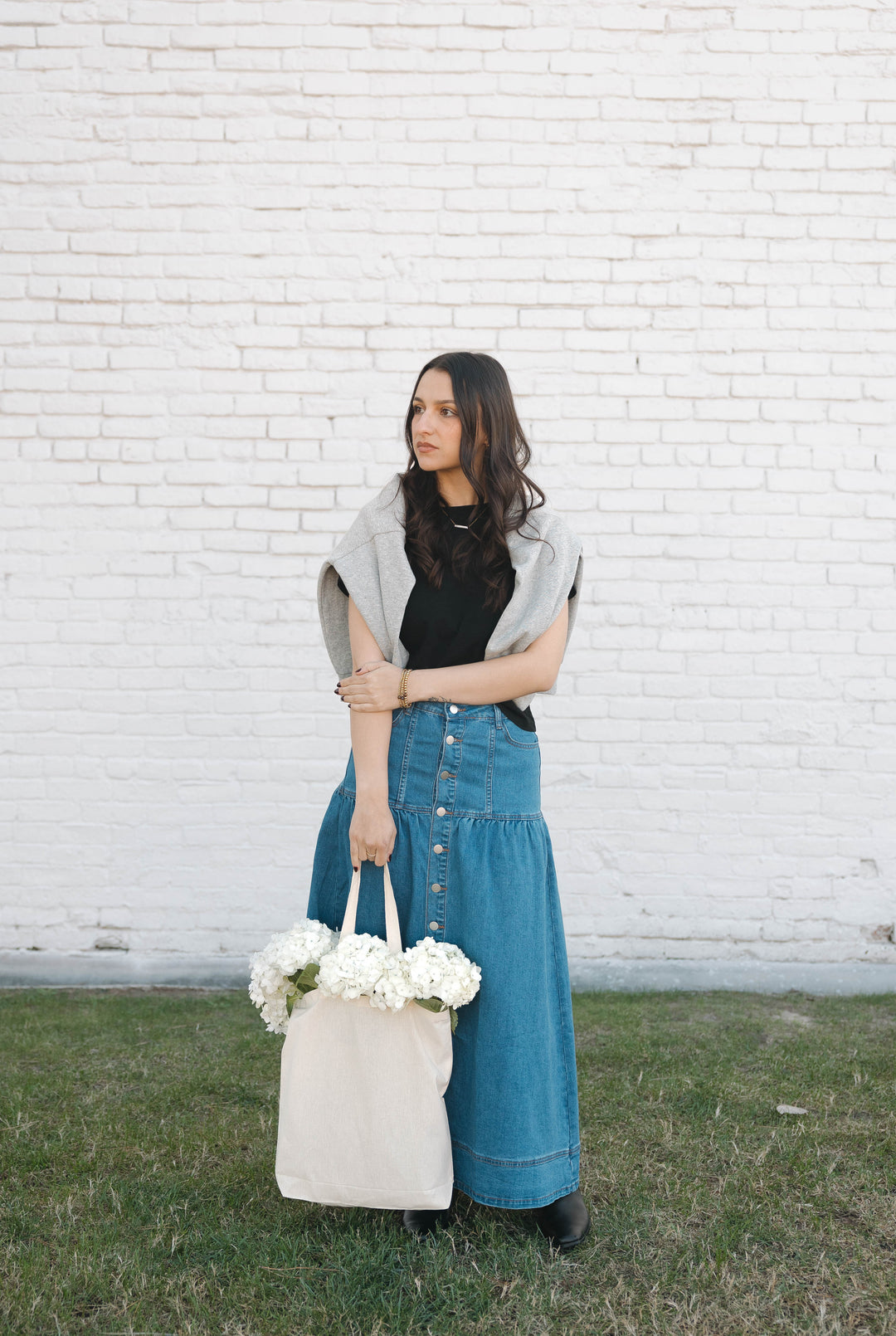 Button-down Denim Skirt