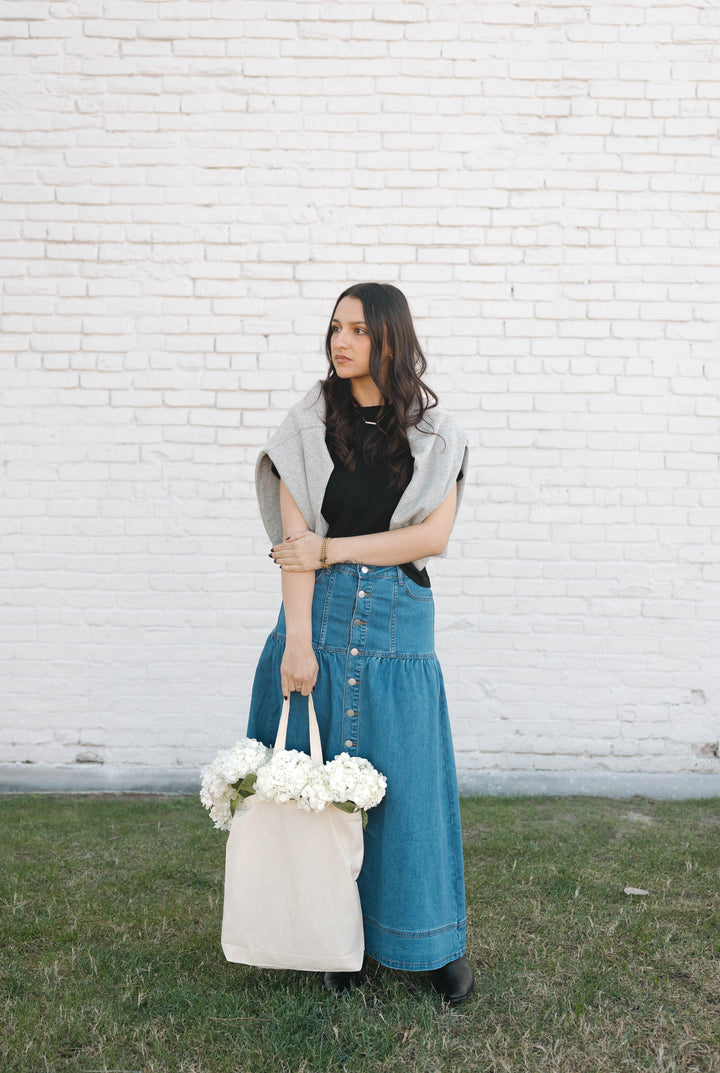 Button-down Denim Skirt