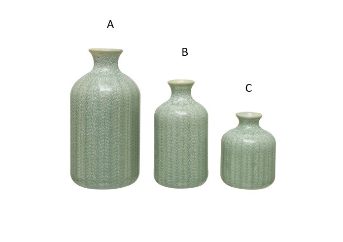 Embossed Stoneware Vases