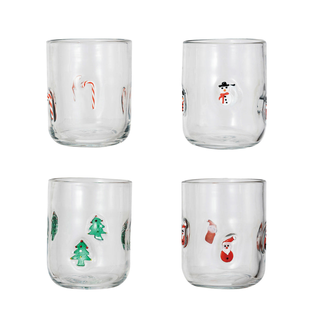 Embedded Holiday Icon Drinking Glass