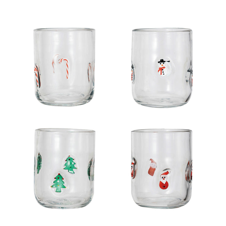 Embedded Holiday Icon Drinking Glass