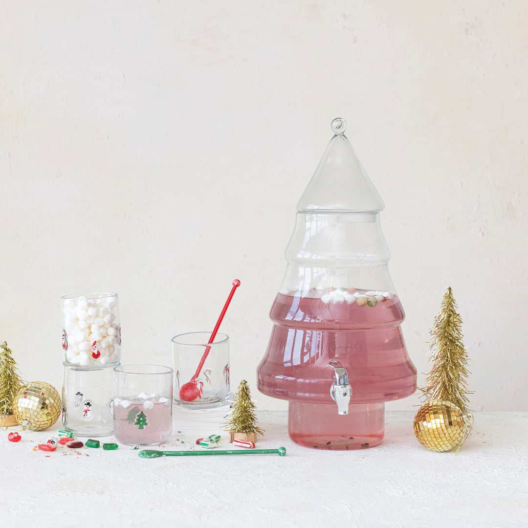 Embedded Holiday Icon Drinking Glass