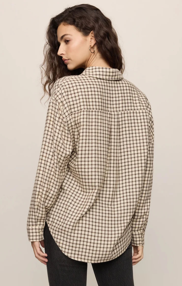 River Plaid Button Up Dark Chocolate