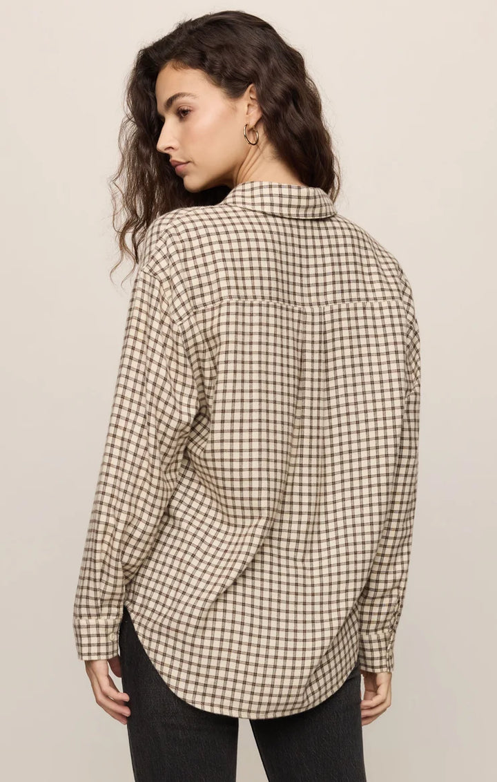 River Plaid Button Up Dark Chocolate