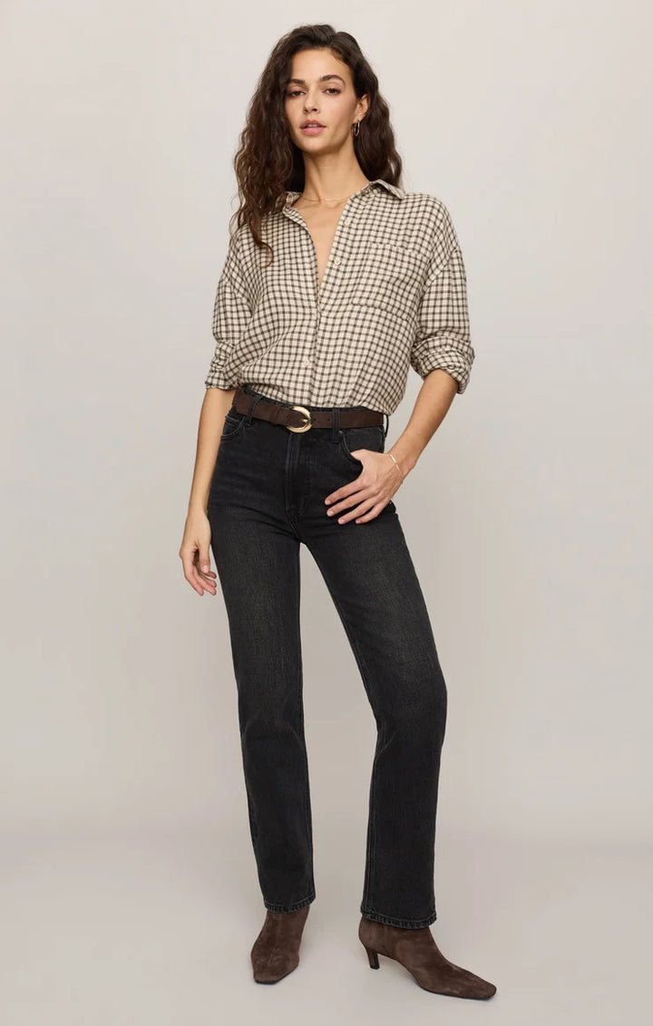 River Plaid Button Up Dark Chocolate